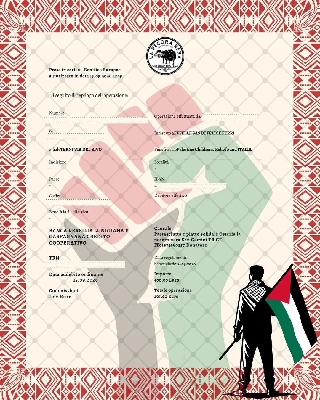 Cookie for Gaza - Bonifico